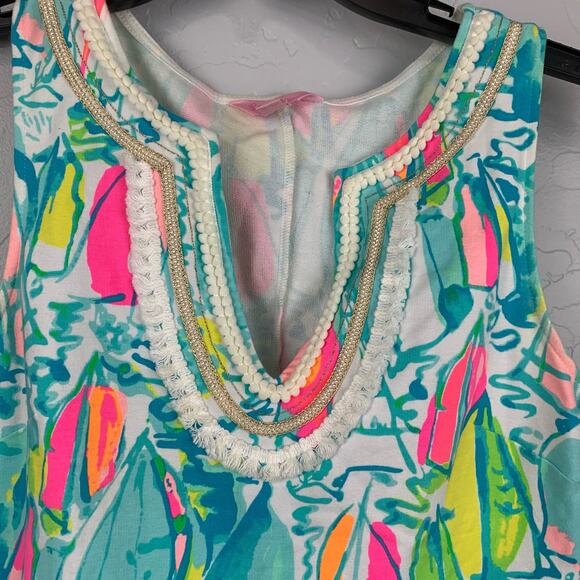 Lilly Pulitzer Harper Shift Dress Womens Small Blue White Floral Tropical - Picture 4 of 10